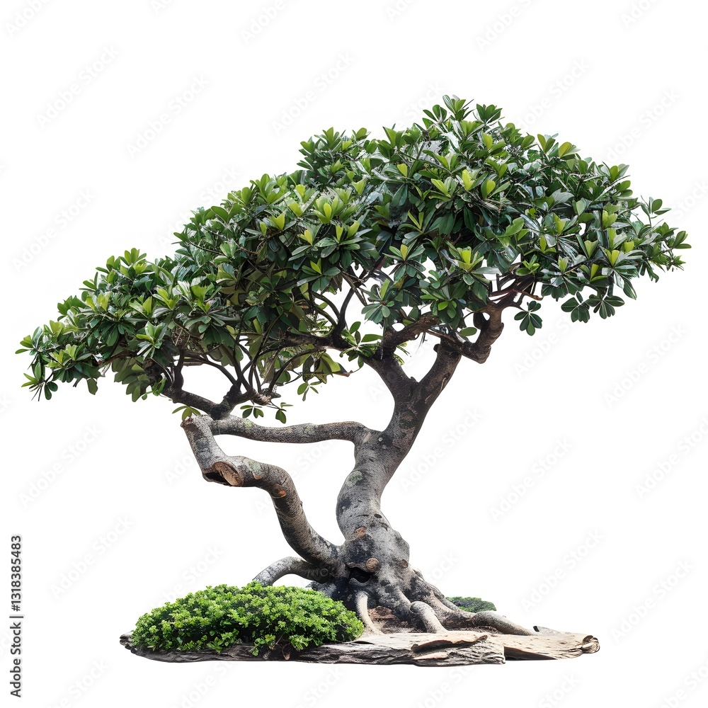 Majestic Bonsai Tree With Lush Green Foliage and Thick Trunk Majestic Bonsai Tree With Lush Green Foliage and Thick Trunk