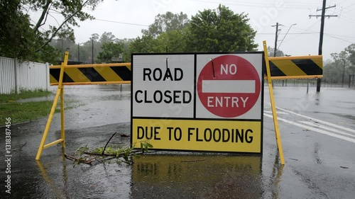 Flooded area in Chapel Hill, Brisbane, Queensland caused by Cyclone Alfred.