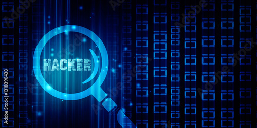 2D illustration Hacked data online code background
