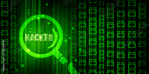 2D illustration Hacked data online code background
