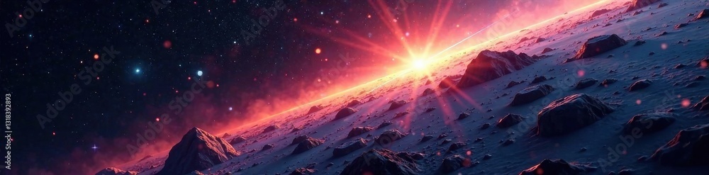 Fototapeta premium Comet passes by Earth's atmosphere, comet, celestial, space