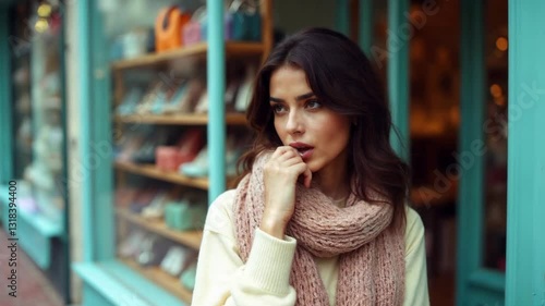 Wallpaper Mural Woman contemplating in front of a shoe shop Torontodigital.ca