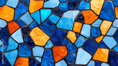 Vibrant stained glass artwork showcase art gallery decorative design bright environment close-up color compositions