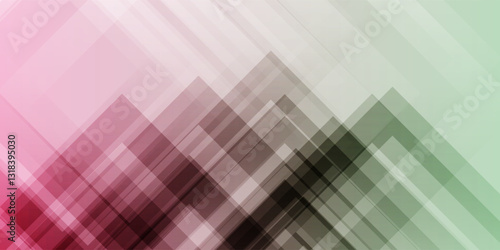 Geometric technology background, futuristic pastel pink and green gradient color box line banner and card abstract background