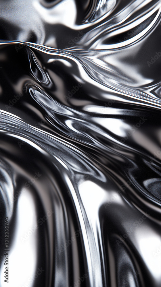 Fototapeta premium Polished Silver with Reflective Metallic Texture