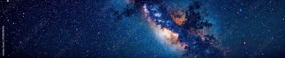 Obraz premium Dark vastness of night sky with twinkling stars and galaxies , stars, space, darkness