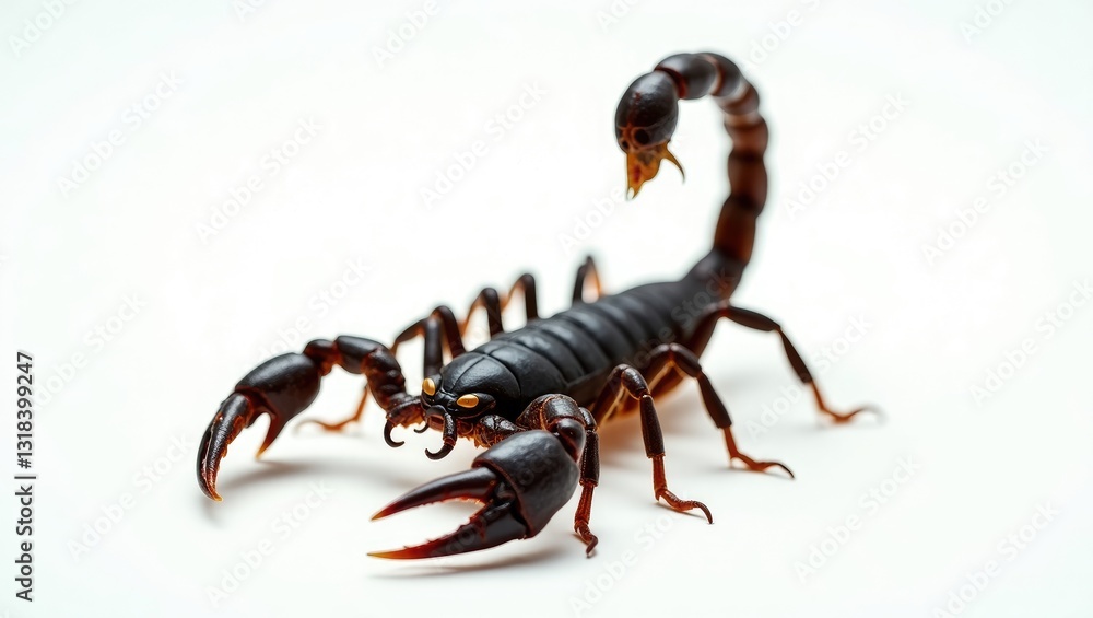 Asian forest scorpion detailed view on plain background, Asian forest scorpion detailed view Asian forest scorpion detailed view on plain background, Asian forest scorpion detailed view