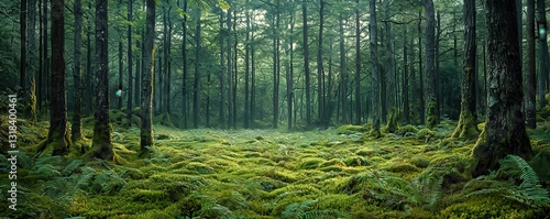 Hike through a lush, mossy Swedish forest, surrounded by towering trees and vibrant greenery, amidst breathtaking Scandinavian nature, perfect for an unforgettable travel experience.