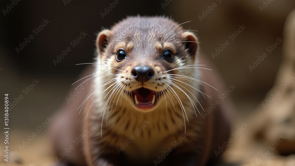 Fototapeta premium Asian small-clawed otter eagerly anticipating food