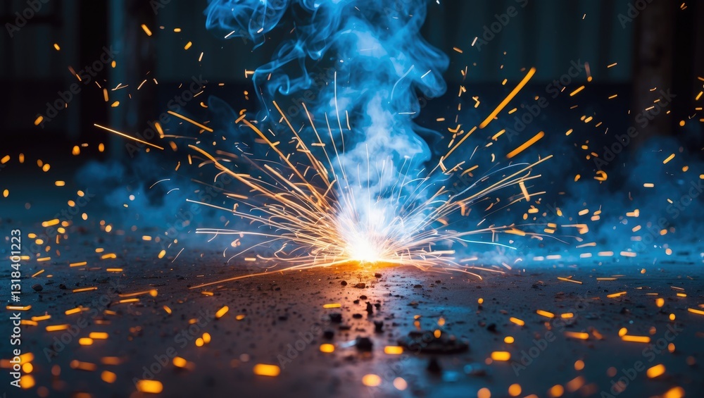 custom made wallpaper toronto digitalartistic welding sparks illumination, industrial setting