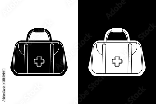 Emergency First Aid Bag Silhouette Ideal for Hospital & Clinic Graphics.