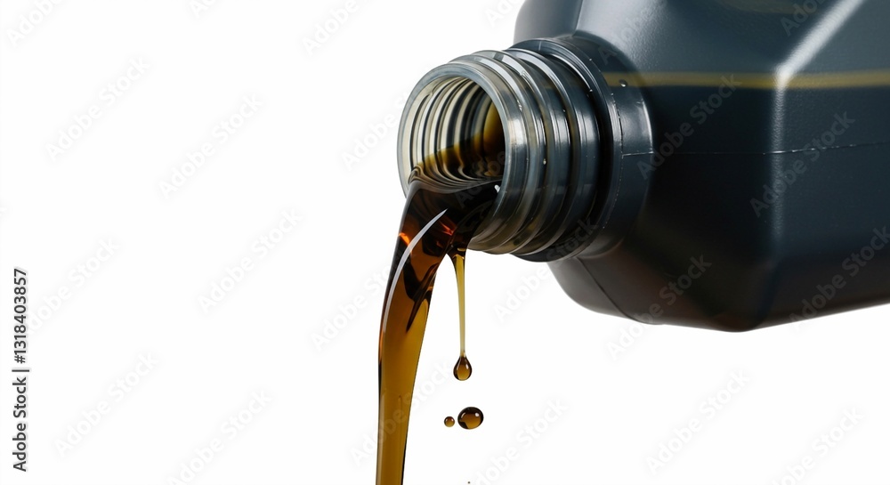 The image captures a close-up shot of a dark liquid being poured from a black plastic bottle into another with studio lighting against a neutral background The image captures a close-up shot of a dark liquid being poured from a black plastic bottle into another with studio lighting against a neutral background