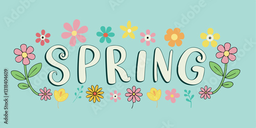 Spring Card Banner | Horizontal Spring Poster with Floral Design and Seasonal Elements for Invitations & Decor