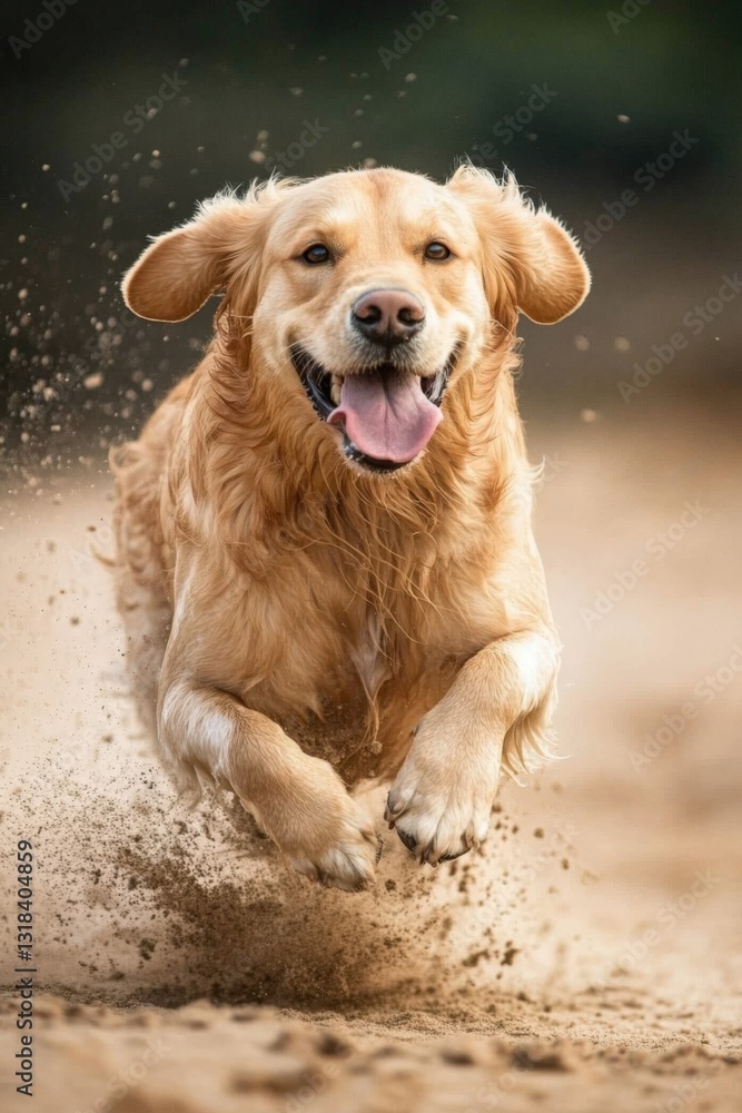 Happy Golden Retriever Running