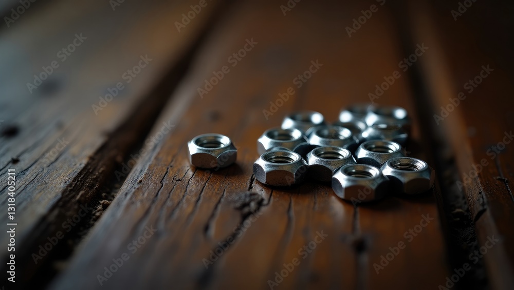 Close-up view of nuts on a dark brown wooden surface. Close-up view of nuts on a dark brown wooden surface.