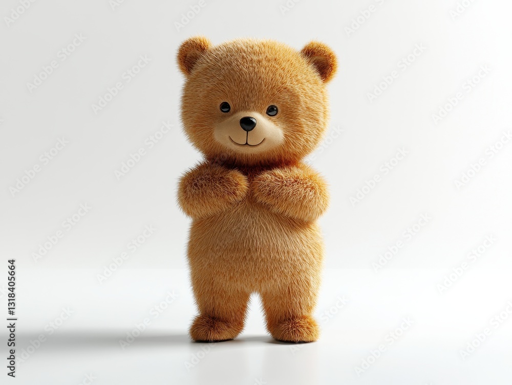 Obraz premium Adorable Brown Teddy Bear Plush Toy on White Background