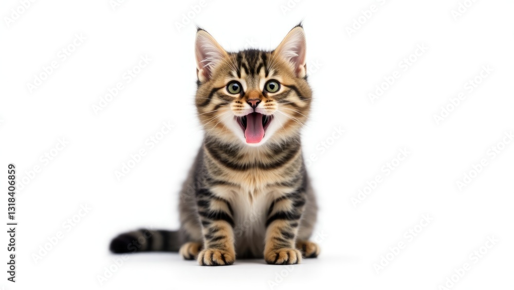 Fototapeta premium A Cat anticipating food with an adorable reaction