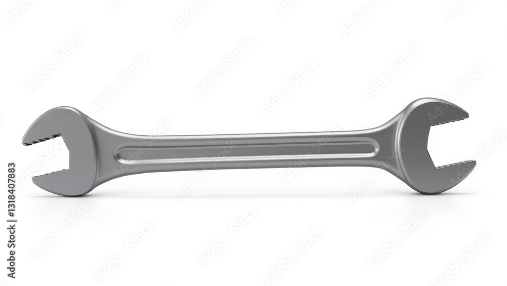 Construction, repair, tools - Front view - Adjustable wrench displayed against a white background. Construction, repair, tools - Front view - Adjustable wrench displayed against a white background.