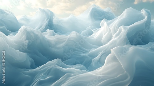 Abstract cloud motifs with flowing, intricate patterns, soft glowing edges in white and sky blue, smooth transitions creating a calming and harmonious design, hd quality. --ar 16:9