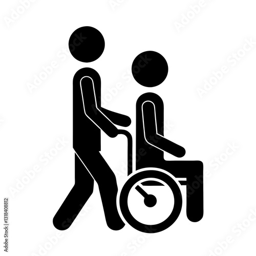 disabled person on wheelchair vector icon illustration