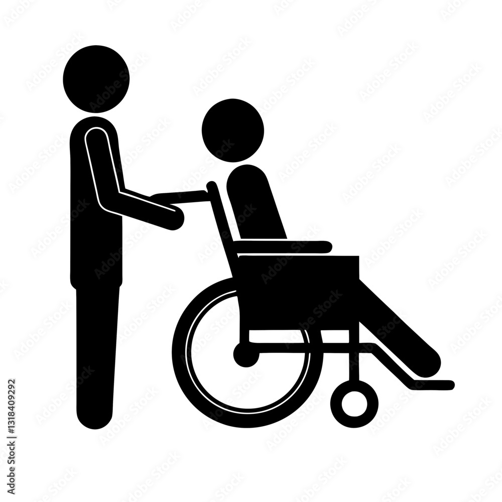 disabled person on wheelchair vector icon illustration