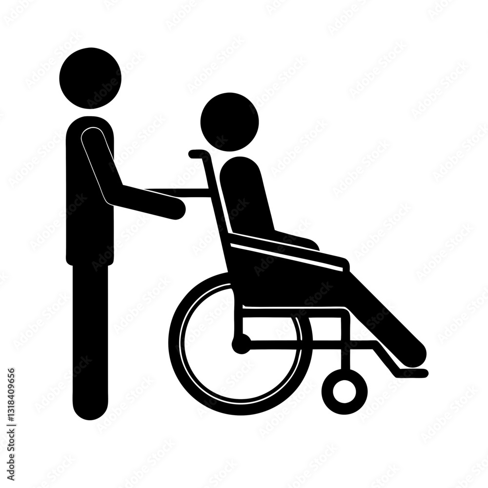 Fototapeta premium disabled person on wheelchair vector icon illustration