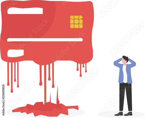 Credit card debt, financial problem concept,

