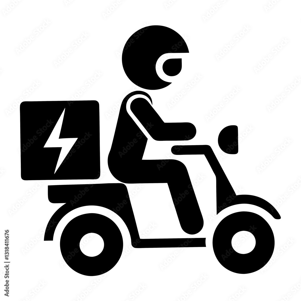 delivery body with scooter vector silhouette delivery body with scooter vector silhouette