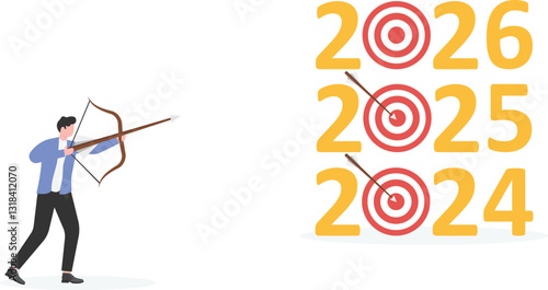 New year 2026 resolution, business strategy plan and goal achievement concept,

