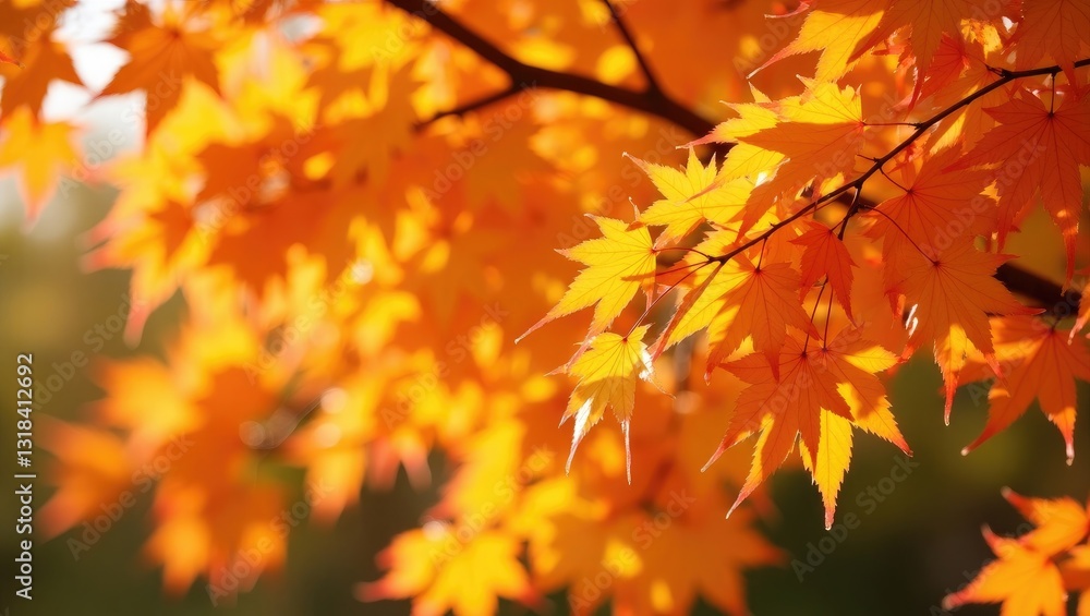 Colorful autumn fall maple tree leaves in vibrant orange. Colorful autumn fall maple tree leaves in vibrant orange.