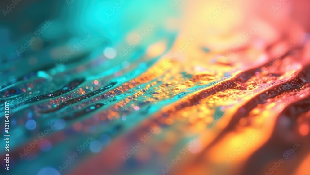 Obraz premium Colorful rainbow streaks creating holographic prismatic effects suitable for background or overlay.