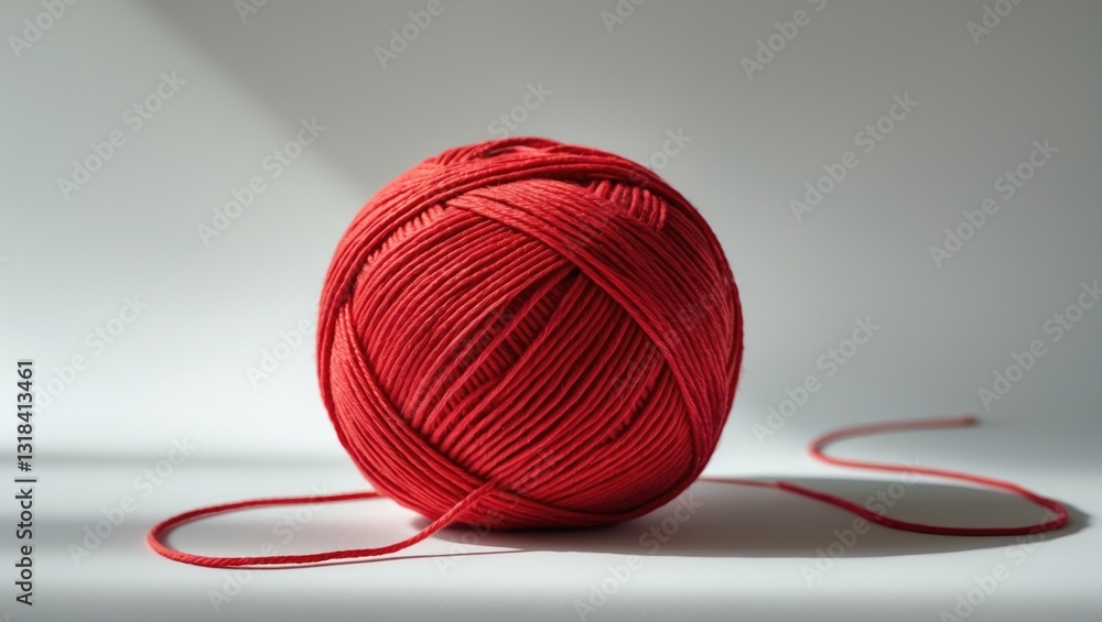 Red yarn on a white background, ball of red thread, flawless image quality, wool yarn, vivid red shade, twisted thread, frontal view, daylight, scarlet thread, protective talisman Red yarn on a white background, ball of red thread, flawless image quality, wool yarn, vivid red shade, twisted thread, frontal view, daylight, scarlet thread, protective talisman