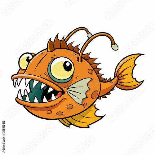 vector illustration of cartoon anglerfish