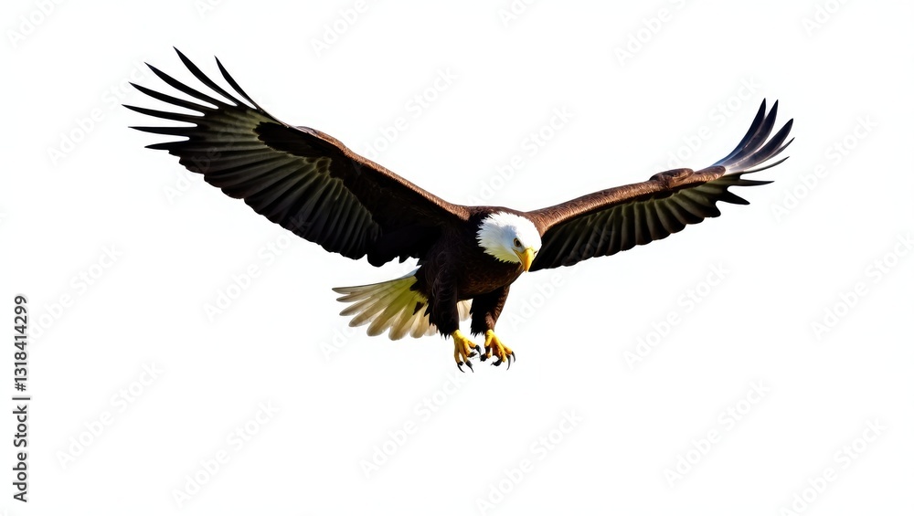 Obraz premium Bald Eagle in Flight against a White Background, Isolated