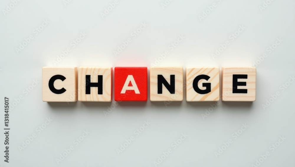 CHANGE and CHANCE concept. A single letter on wooden blocks transforms the word change into chance, attractive background. flat lay, copy space CHANGE and CHANCE concept. A single letter on wooden blocks transforms the word change into chance, attractive background. flat lay, copy space