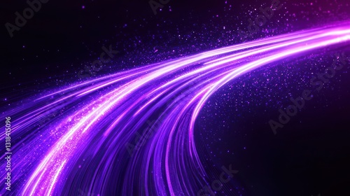 Purple streaks flowing on dark background in digital line art style for high-tech wallpaper.