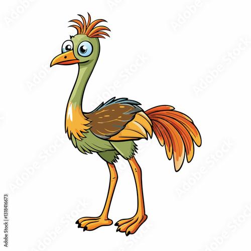 vector illustration of cartoon emu