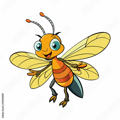 vector illustration of a cartoon firefly