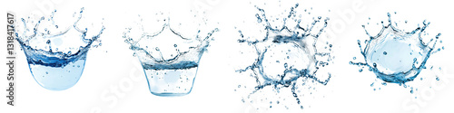 Wallpaper Mural Dynamic and energetic water splash and droplets in a glass cup or container creating an abstract textured and patterned background  The clear blue and transparent liquid creates a refreshing cool Torontodigital.ca