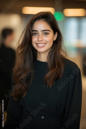 Wallpaper Mural Confident Young Woman Smiling in Modern Office Environment Torontodigital.ca