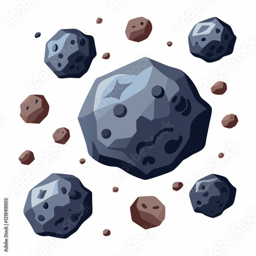 dense asteroid belt with floating rock fragments