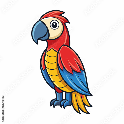 cartoon macaw on white