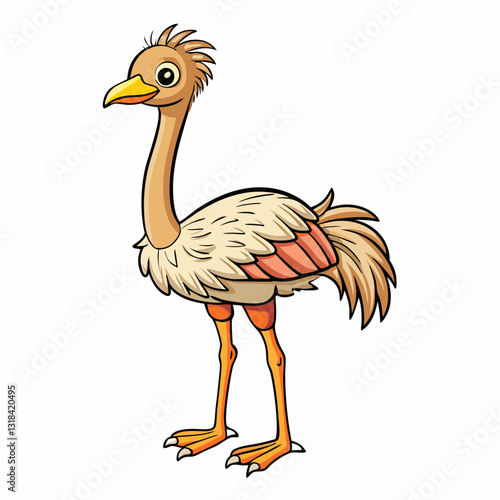 vector illustration of cartoon ostrich