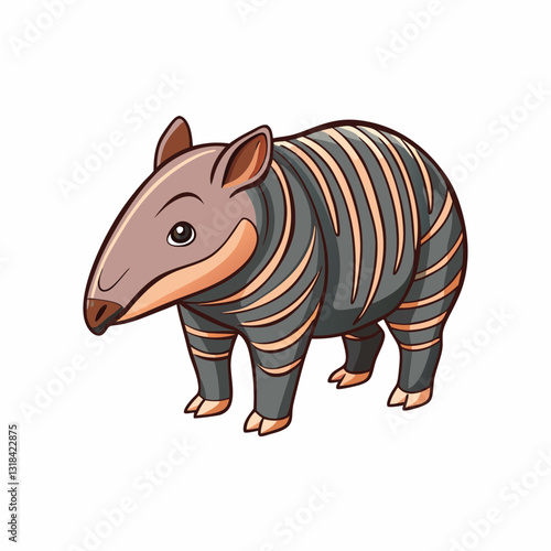 vector illustration of a cartoon tapir