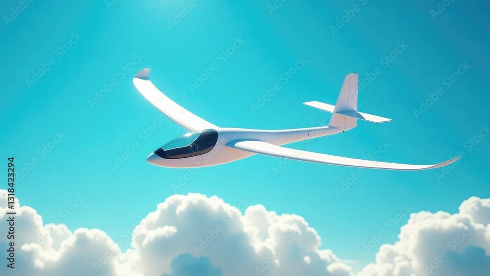 Glider plane in flight Glider plane in flight