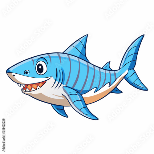 blue shark cartoon vector