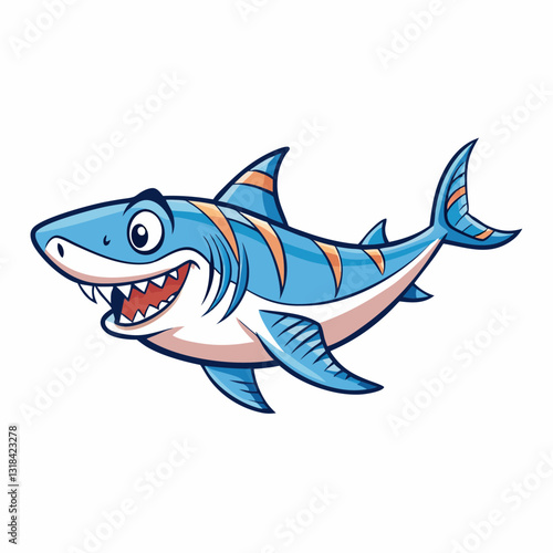 blue shark cartoon vector