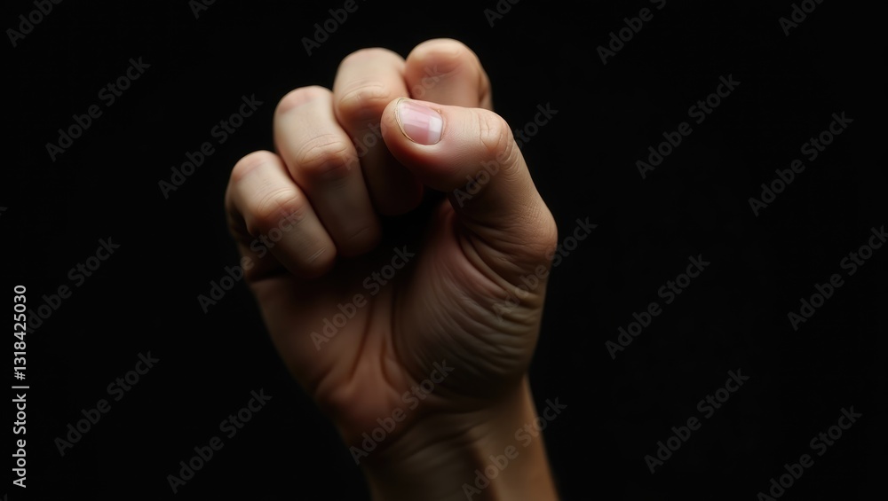 Hands clenching fists in a dark and noise concept, set against dark backgrounds and tones, creating a perception that is dark, dirty, and dusty.
