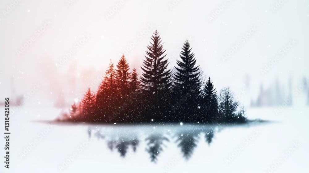 Fototapeta premium A landscape photograph with a dreamlike quality achieved through double exposures and soft focus, evoking a sense of wonder and surrealism.