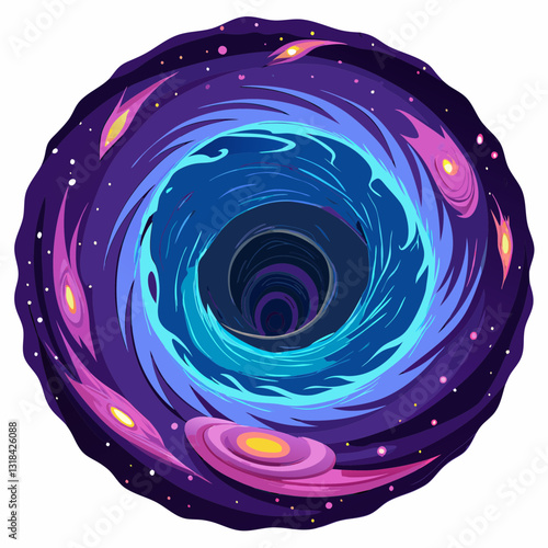 cosmic wormhole forming a swirling vortex 